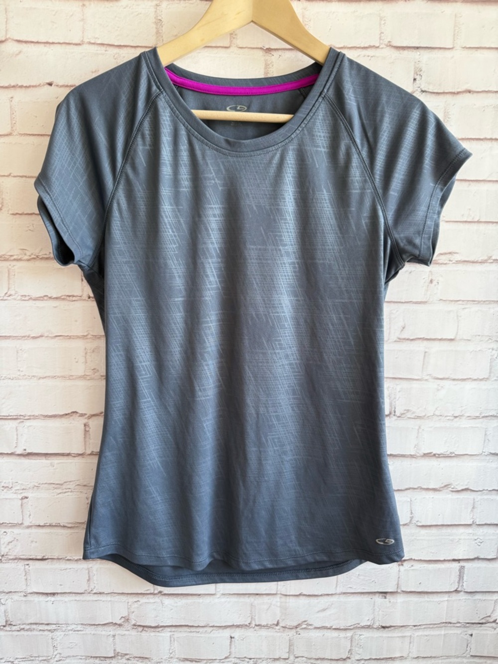 Champion Gray Short Sleeve Performance Tee with Pink Trim